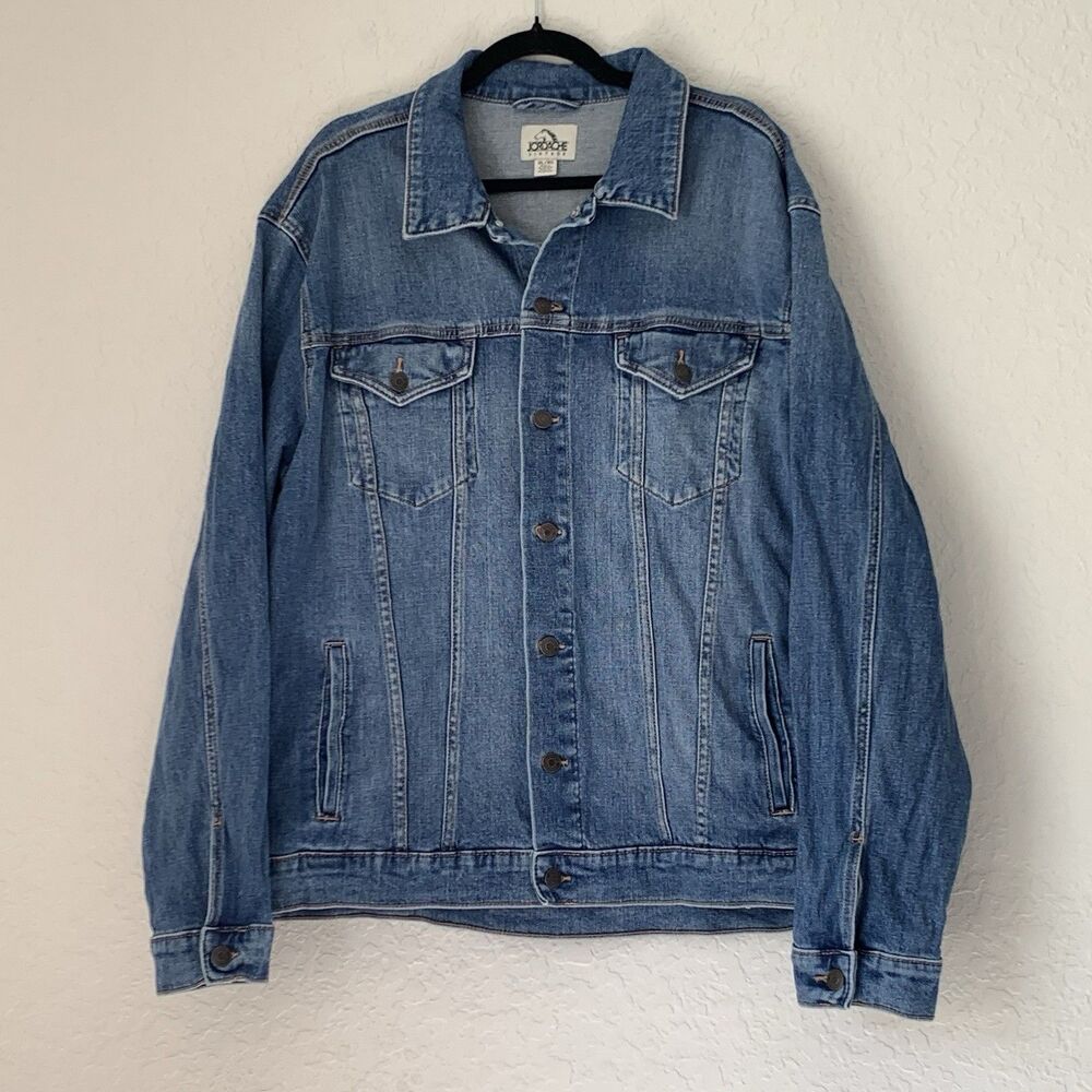 Jordache Denim Jacket‎ Adult XL Blue Trucker Metal Button Front Workwear Cowboy
